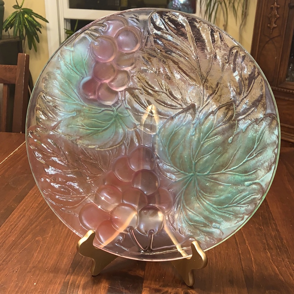 Vintage Kig Indonesia Raised Grapes Leaves Plate
